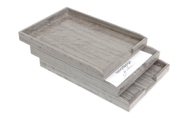 Set of 3 Stackable Letter Trays - Sterling Grey