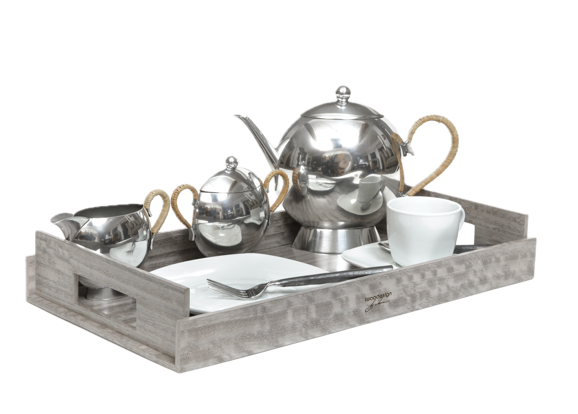 Nest of Wood Trays - Sterling Grey