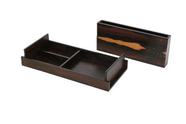 handcrafted ziricote coin tray rare wood luxury desk accessory UK