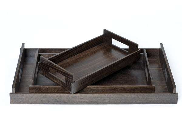 Luxury Nest of Wood Trays - Smoked Oak