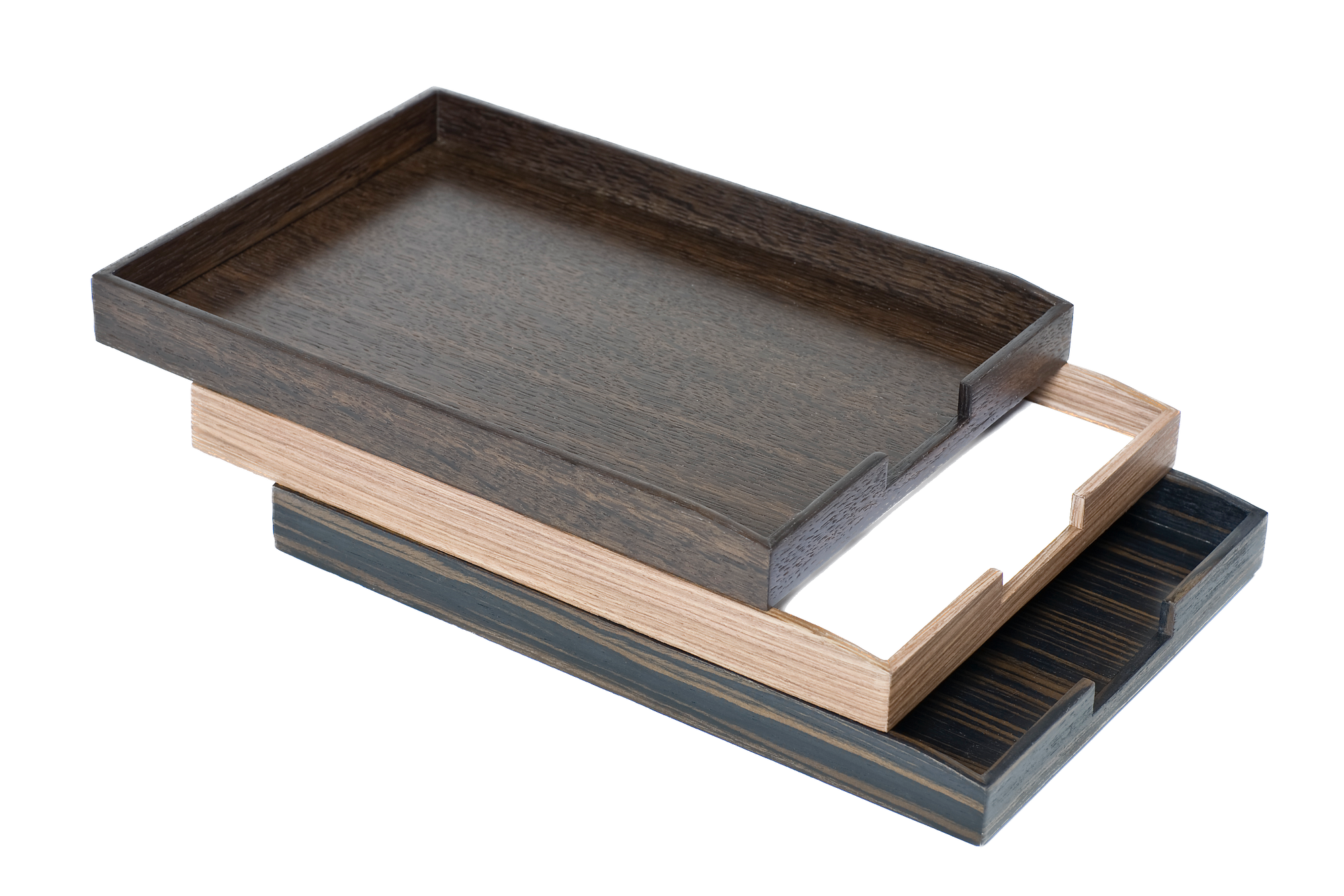 Stackable Letter Trays - Smoked Oak