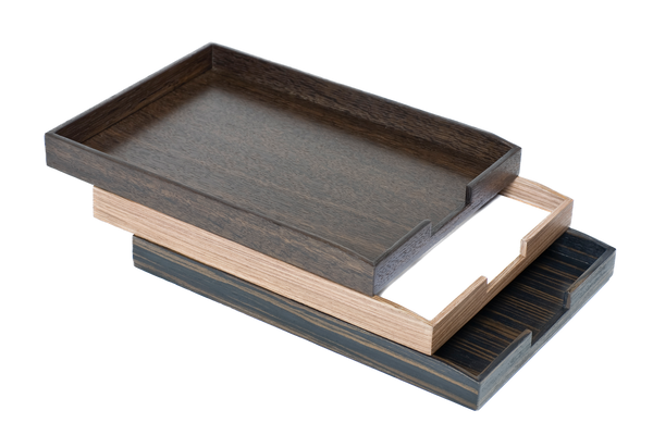 Stackable Letter Trays - Warm Walnut