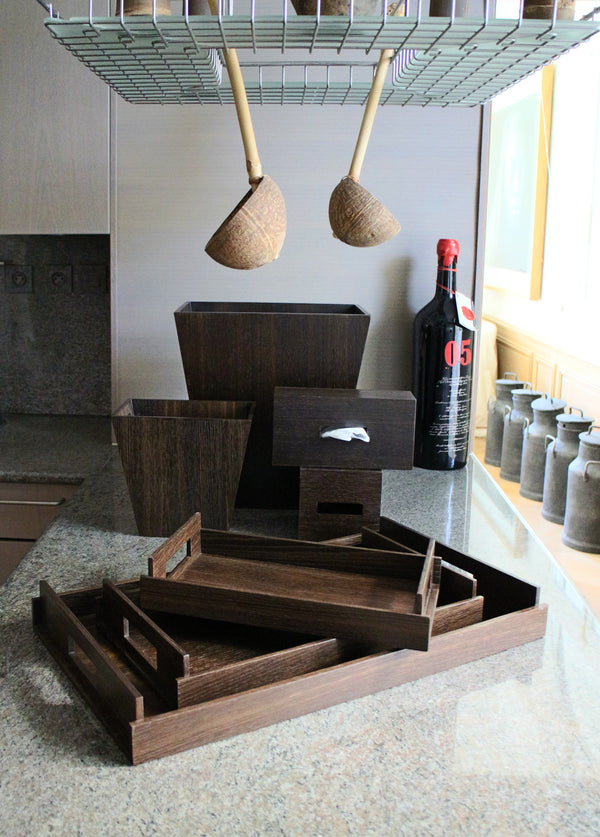 Luxury Nest of Wood Trays - Smoked Oak