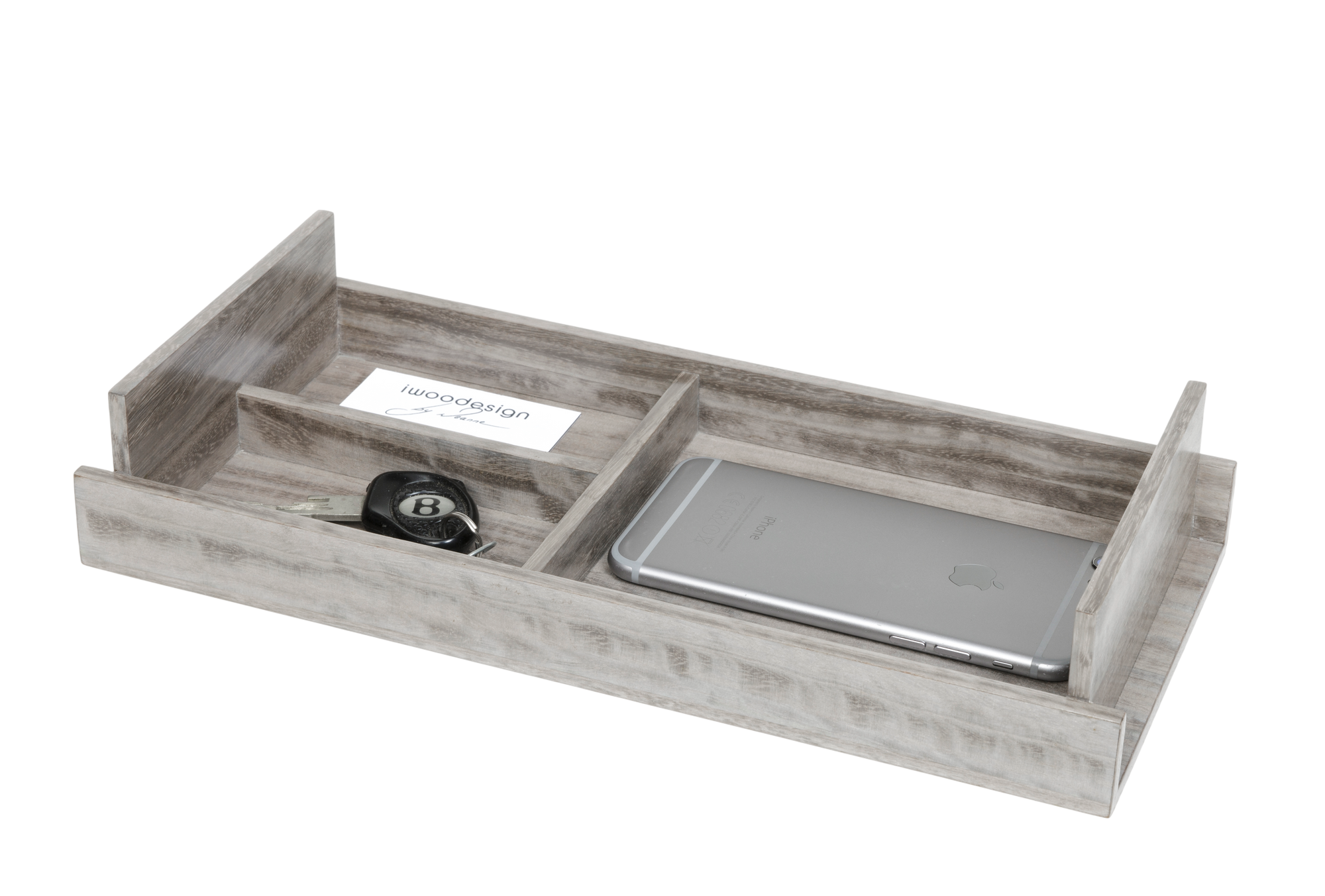 handcrafted grey figured eucalyptus coin tray rare wood luxury desk accessory UK