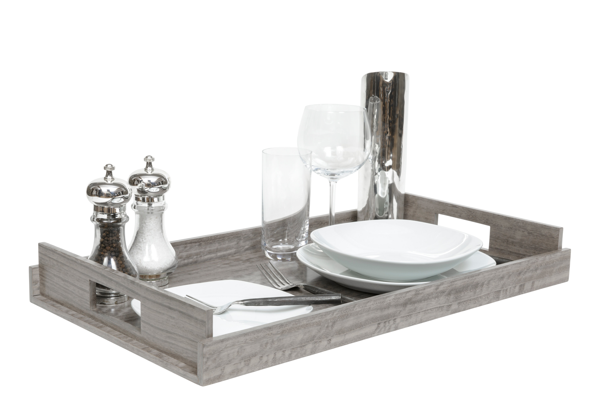 LARGE Wood Trays - Sterling Grey